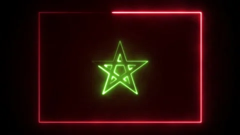 Kingdom of Morocco Flag with neon effect, Moroccan Flag Vídeos de archivo 171449122