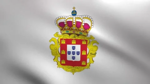 Kingdom of Portugal Flag Waving Loop 4K – Historical Portuguese Flag Animation Vídeos de archivo 336286494