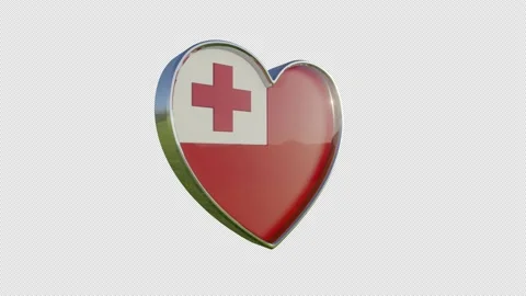 Kingdom of Tonga Flag in the Shape of 3D Heart. Video stock 138357083