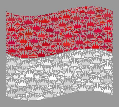 Kingdom Waving Monaco Flag - Collage with Imperial Elements 스톡 일러스트