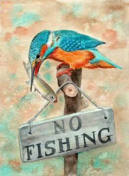 Kingfisher with the fish Stock Illustration