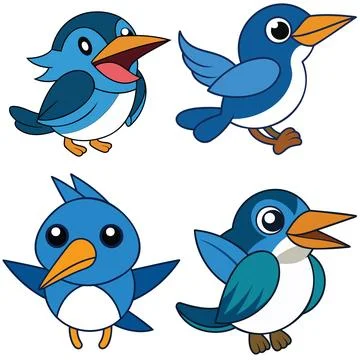 Kingfisher  flat design ,animal vector design Stock Illustration