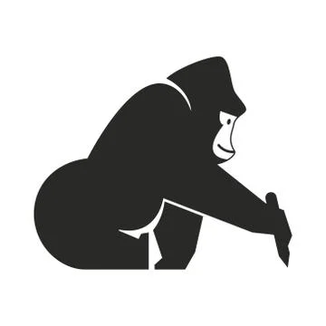 Kingkong smart logo, simple vector black and white Stock Illustration