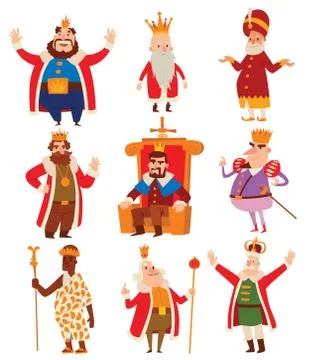Kings cartoon vector set Stock Illustration
