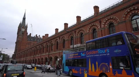 Kings Cross St Pancras stations in London Stock Footage