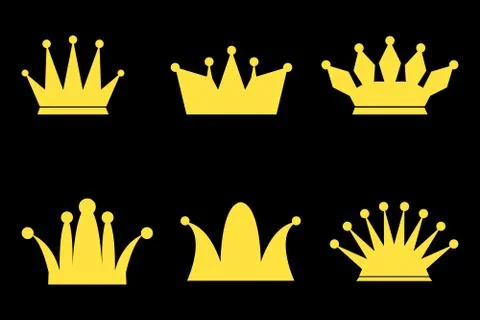 Kings crowns - 6 different flat design Stock Illustration