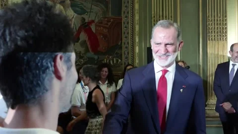 The kings show their support for the Olympic team, París, FR - 25 Jul 2024 Stock Footage 280205553