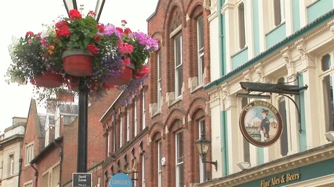 Kingston Hotel pub sign on Trinity lane street in Hull, UK Stock Footage 101981536