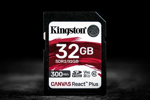 Kingston SD hc flash card uhs 2 on black background Stock Photos