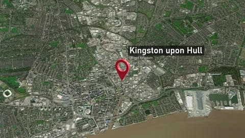 Kingston upon Hull City Map Zoom (UK) from Space to Earth 스톡 동영상 243285992