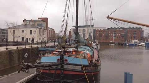 Kingston Upon Hull , Marina Stock Footage 105313461