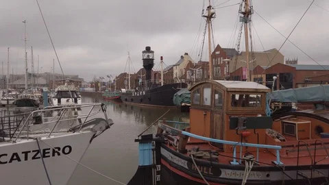 Kingston upon Hull,Marina Stock Footage 104401409