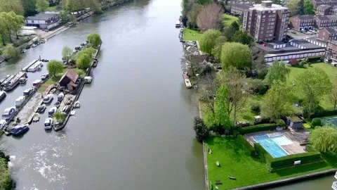 Kingston upon Thames - Low Level Flyby Stock Footage 272435612