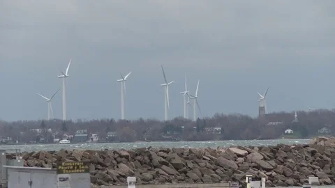 Kingston Wind turbines Video stock 79537182