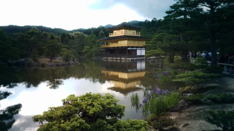 Kinkaku-ji -The golden Pavilion in Kyoto Stock Footage