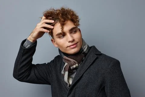 Kinky guy elegant style self confidence fashion isolated background Stock Photos