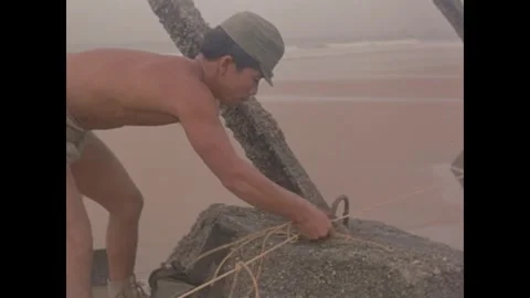 KINMEN - 1958: Working rope at an obstacle base Stock Footage 342670274