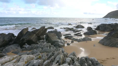 Kinnagoe Beach Rocks Stock Footage 219980525