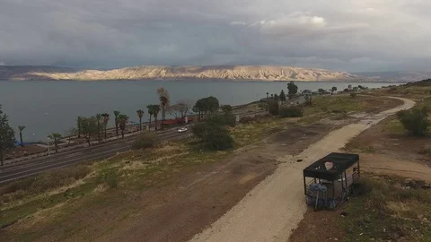 Kinneret Aerial View Stock Footage 71001968