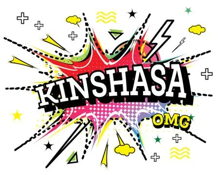 Kinshasa Comic Text in Pop Art Style Isolated on White Background. Ilustración de archivo