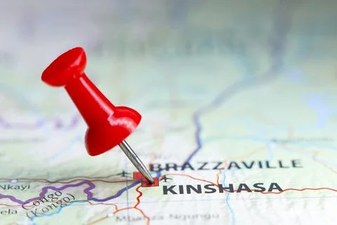 Kinshasa, Congo pin on map Stock Photos