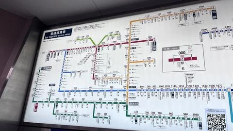 Kintetsu Railway basic ticket fare map and transit guide at Fujiidera Stati.. 写真素材