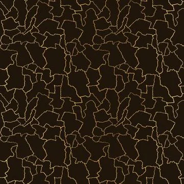 Kintsugi art seamless pattern with gold thin lines and abstract shards on dark Illustrazione stock