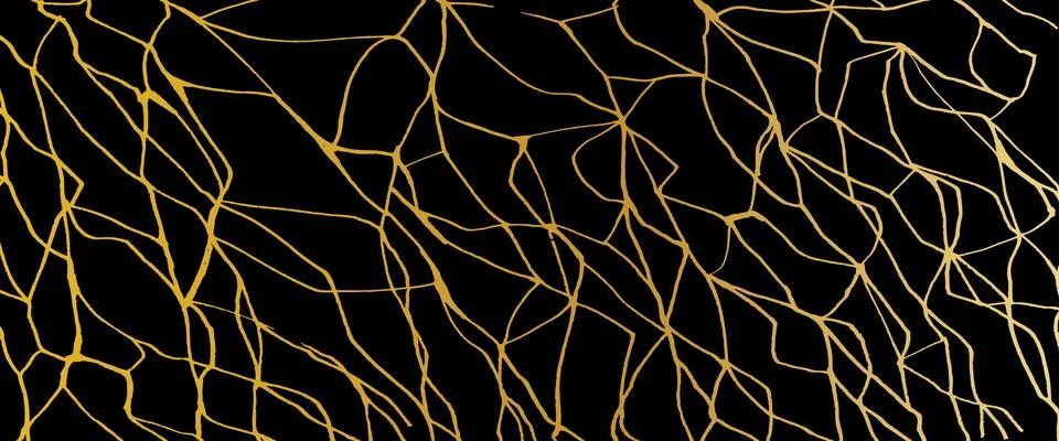 Kintsugi background. Sophisticated marble surface with luminous repair lines, Stock Illustration