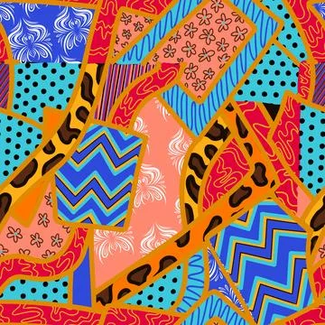 Kintsugi broken pattern. Abstract seamless ornament. Combination of differe.. イラスト素材