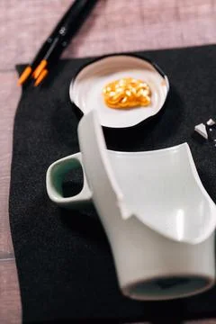 Kintsugi concept. Broken pottery pieces. Stock Photos