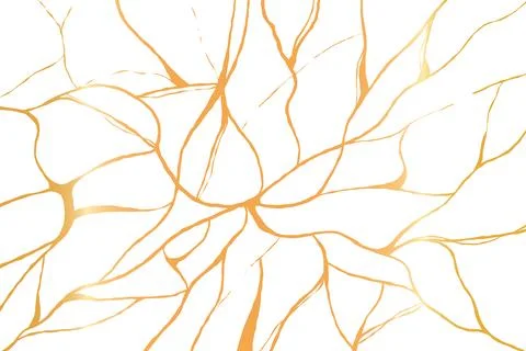 Kintsugi gold cracks background. Elegant Japanese style marble texture with.. Stock Illustration