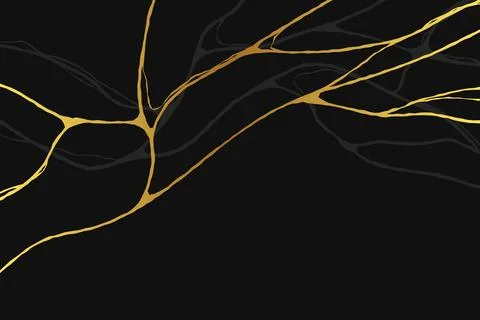 Kintsugi gold cracks background. Elegant Japanese style marble texture with.. Stock Illustration