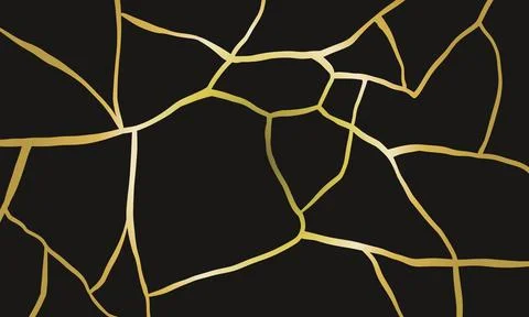Kintsugi inspired texture with gold veins creating elegant patterns. Abstra.. Stock Illustration