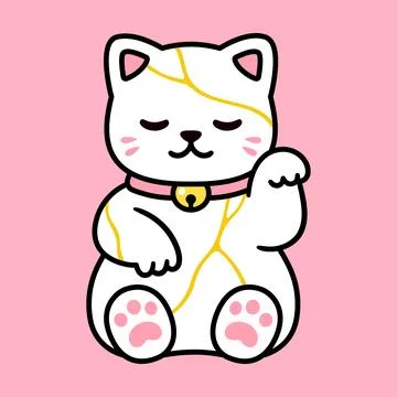 Kintsugi Maneki Neko cat Illustrazione stock
