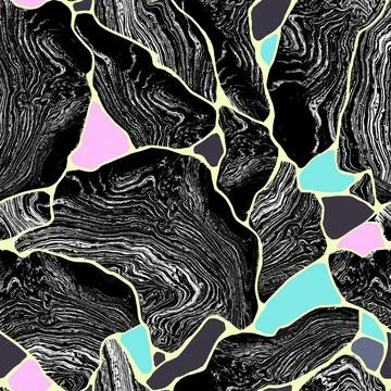 Kintsugi style trendy seamless texture with broken pattern. Stock Illustration