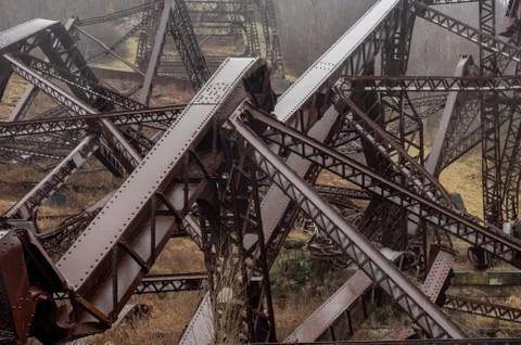 Kinzua Bridge Collapsed Steel Girders Stock Photos