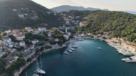 Kioni Bay, Ithaca - drone reverse Видео 345039730