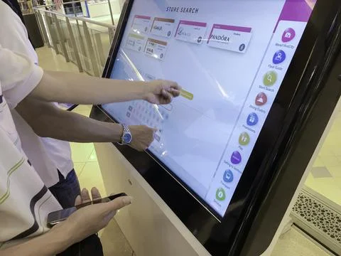 Kiosk Interface information control panel inside shopping mall - November 30, Stock Photos