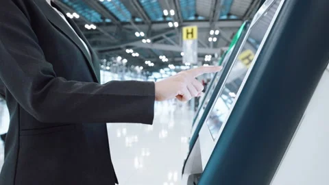 Kiosk self check-in Stock Footage 146332992