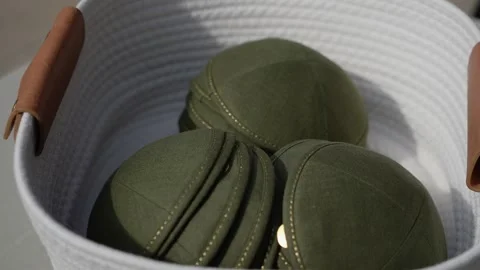 Kippah And Materials On Table, Scene Showing Kippah On Table With Event Stock Footage 323774289