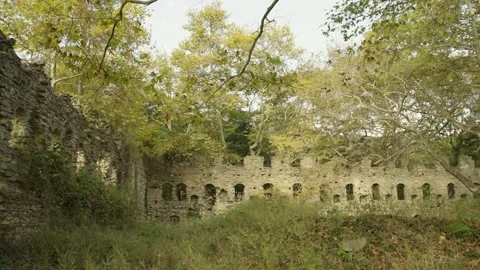 Kirazli Monastery ruins among trees in Erdek Stock Footage 336467034