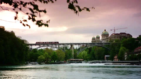 The Kirchenfeld bridge, Bern, Switzerland Stock Footage 23801022