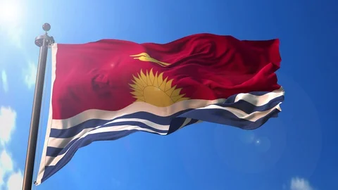 Kiribati animated flag pack in 3D and green screen Stock Footage 119932827