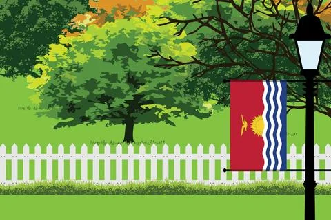 Kiribati Day Trees Lamp Vector Illustration Stock Illustration