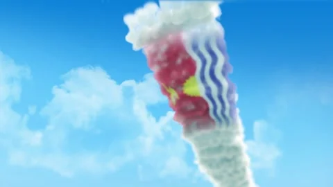 Kiribati Flag 3D Render Animation Created with Colored Smoke Trails by Aircr 스톡 동영상 332308143
