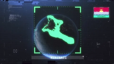 Kiribati Flag and Map Glitch HUD 4K Stock Footage 343577661
