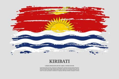 Kiribati flag with brush stroke effect and information text poster, vector Stock Illustration