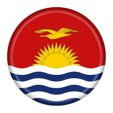 Kiribati flag button 3d illustration with clipping path Stock Illustration