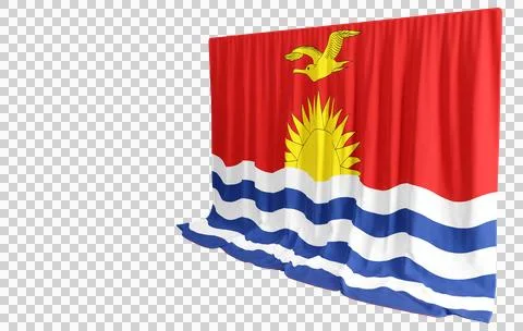Kiribati Flag Curtain in 3D Rendering Showcasing Kiribati's Natural Beauty Stock Illustration