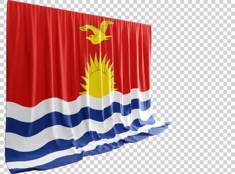Kiribati Flag Curtain in 3D Rendering Showcasing Kiribati's Natural Beauty Stock Illustration